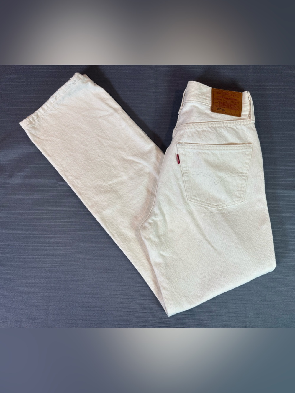 Levi’s Premium 501 ’90s Jeans W25 L30 White Ecru Button Fly Raw Hem